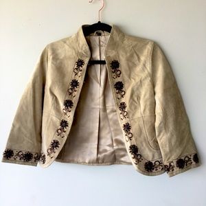 suede jacket beige color Bohemian style